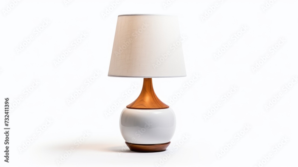 Poster A table lamp with a white shade. Perfect for adding a soft and warm glow to any room