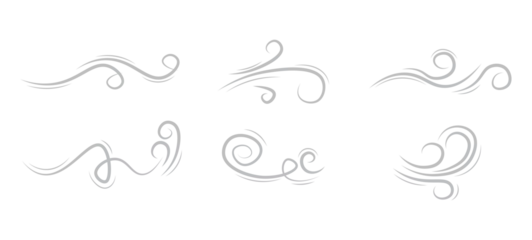 Fotobehang Wavy curl wind air flow doodle collection flat illustration vector © siska_artjournal