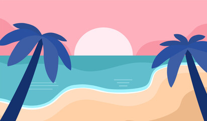 Fototapeta na wymiar Summer time creative background. Landscape, panorama of sea and beach. Summer sale banner template.