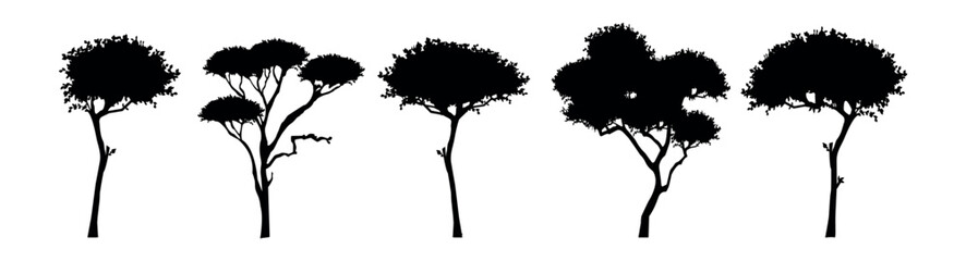 African tree silhouettes vector set