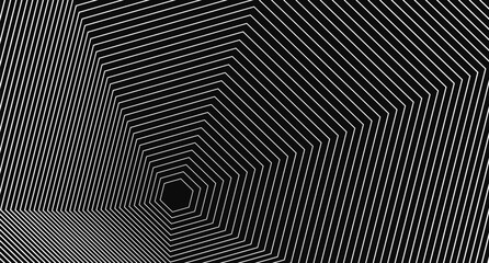 Black and White Geometric Hexagon Illusion Vector - obrazy, fototapety, plakaty