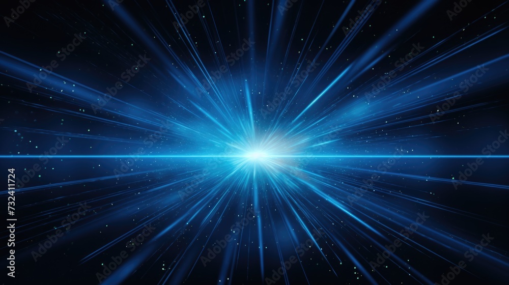 Poster Blue star burst on a black background. Can be used as a background or for adding a pop of color to designs