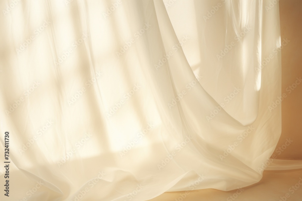 Aufkleber A detailed view of a curtain draped over a window sill. Perfect for adding a touch of elegance to interior design projects