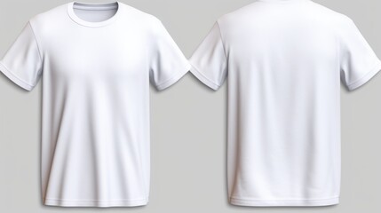 A pair of white t-shirts on a gray background. Suitable for clothing store promotions or fashion-related designs
