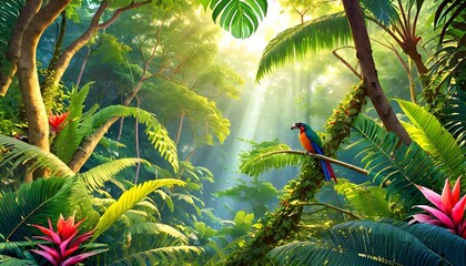 tropical jungle background - obrazy, fototapety, plakaty