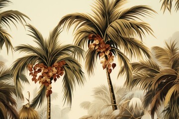 A serene painting of palm trees in a beautiful tropical setting. Perfect for adding a touch of paradise to any space