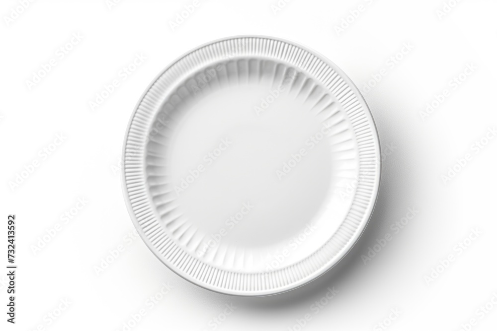 Aufkleber a simple image of a white plate placed on a white surface. suitable for various culinary and food-re