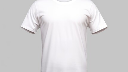 A white t-shirt displayed on a mannequin dummy. Suitable for fashion and clothing-related projects