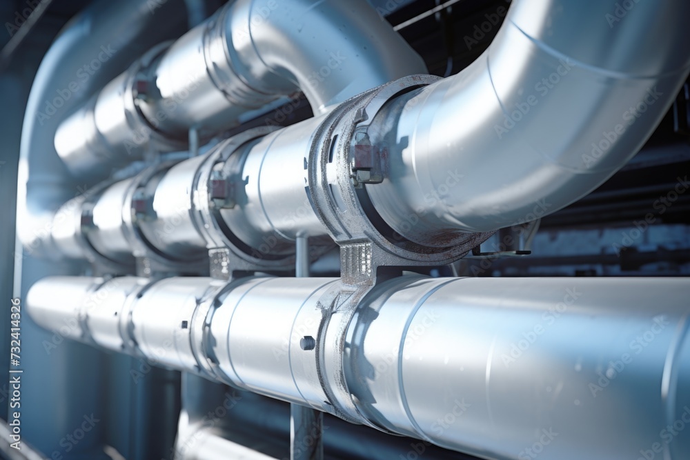 Poster A network of interconnected pipes. Versatile image for various industries and concepts