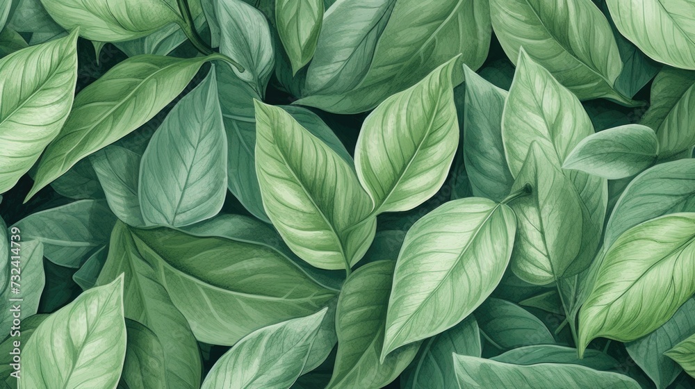 Poster a close-up view of a bunch of green leaves. perfect for nature enthusiasts or environmental projects