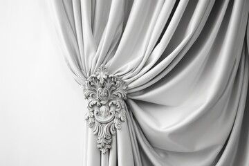 A curtain featuring a decorative design. Suitable for adding a touch of elegance to any room