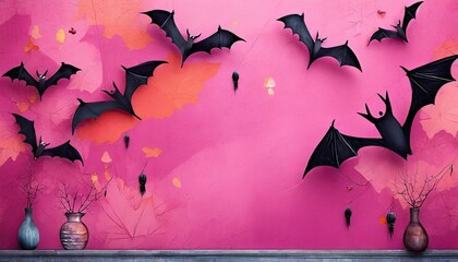 pink background with bats