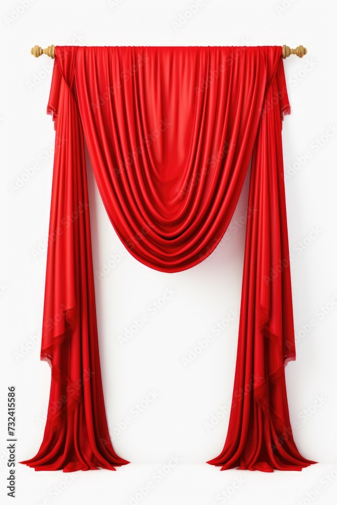 Aufkleber a red curtain hanging gracefully over a pristine white wall. perfect for adding a touch of elegance 