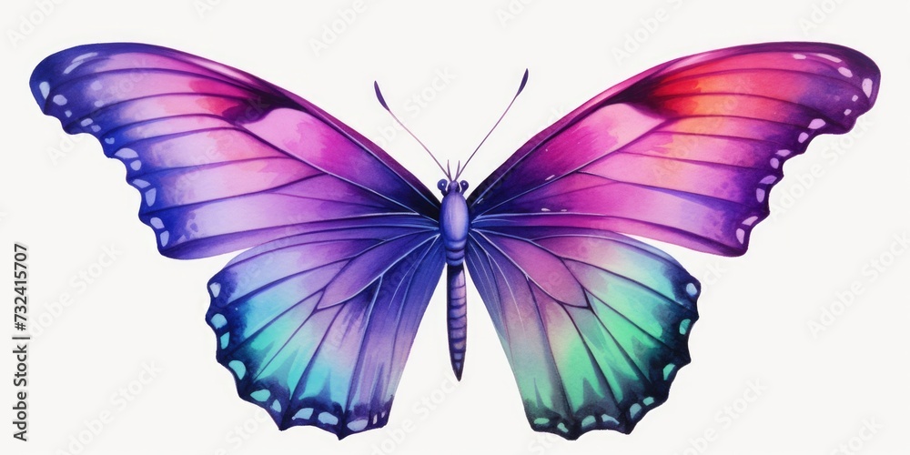 Poster a vibrant purple and blue butterfly captured on a clean white background. perfect for adding a touch
