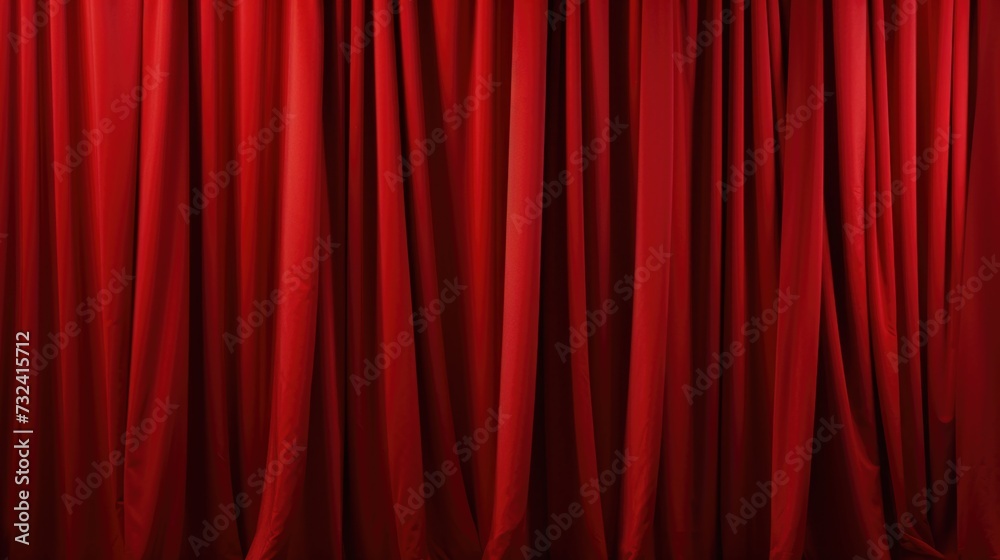 Poster a vibrant red curtain hangs in front of a dark black background. this image can be used as a backdro