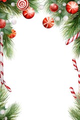 A festive frame made of candy canes, perfect for adding a touch of Christmas cheer to your designs