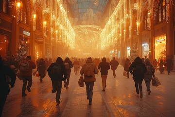 Winter Wonderland: A Bustling Christmas Market Generative AI