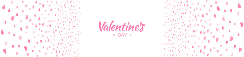 Fototapeta na wymiar Valentines day card o banner. Pink hearts gradient frame isolated on white background. Valentine's day border or frame design. Vector illustration.