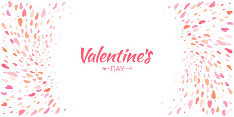 Valentines day card o banner. Pink hearts gradient frame isolated on white background. Valentine's day border or frame design. Vector illustration.
