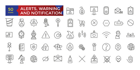 Set of alerts and warning related icons set, ui icons collection