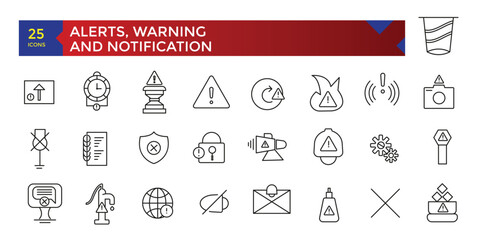 Set of alerts and warning related icons set, ui icons collection