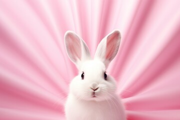 A white rabbit sitting in front of a pink background. Perfect for children's illustrations or Easter-themed designs
