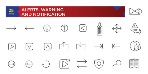 Set of alerts and warning related icons set, ui icons collection