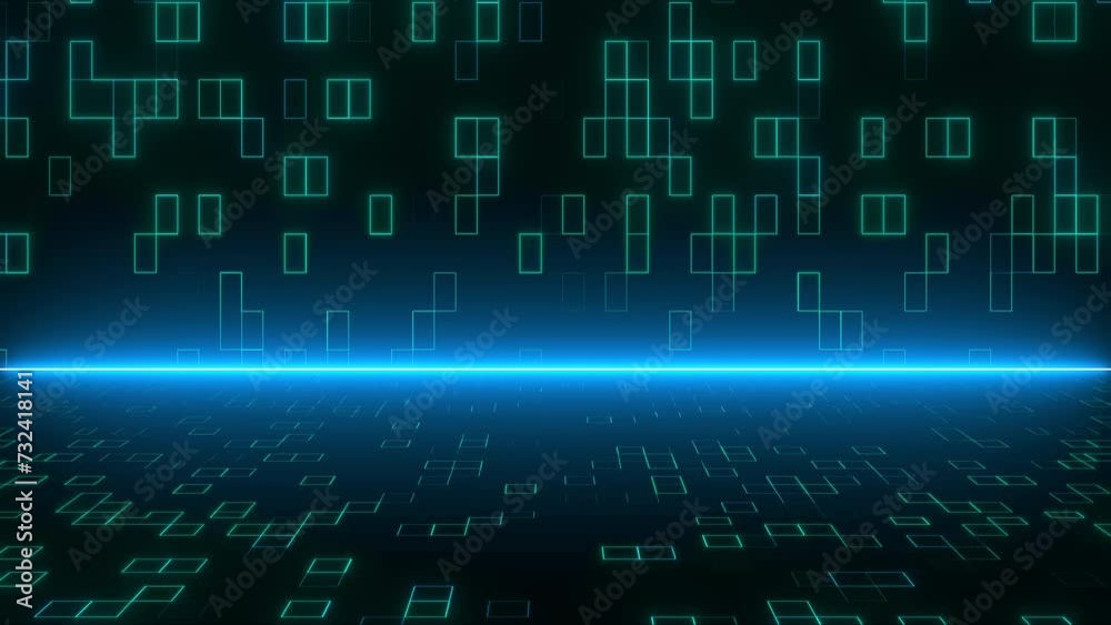 Poster abstract technology background with blocks. computer generated 3d render