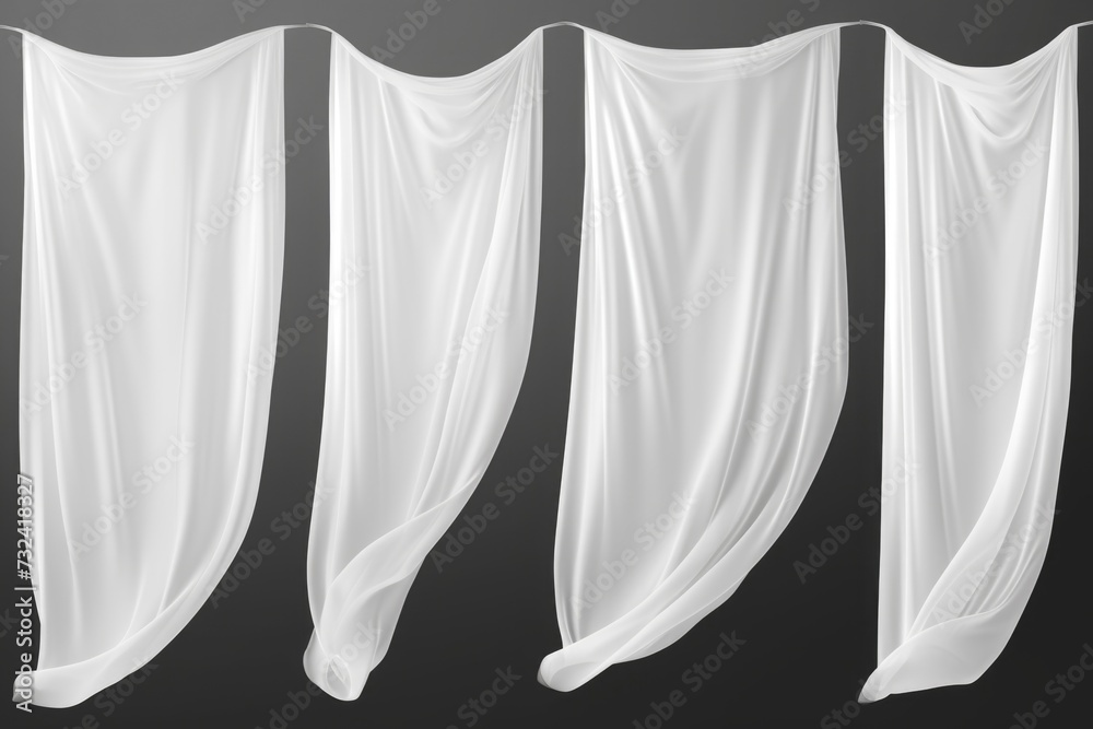 Aufkleber four white drapes on a black background. versatile and elegant image for various design projects