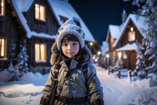 hiver, neige, froid, femme, enfant, fun, caduce, gar&ccedil;on, gens, sourire, ext&eacute;rieur, no&euml;l, nature, souriant, joie, personne, bonheur, saison, visage, bouchons, jeunesse, parc, beaut&eacute;, enfant