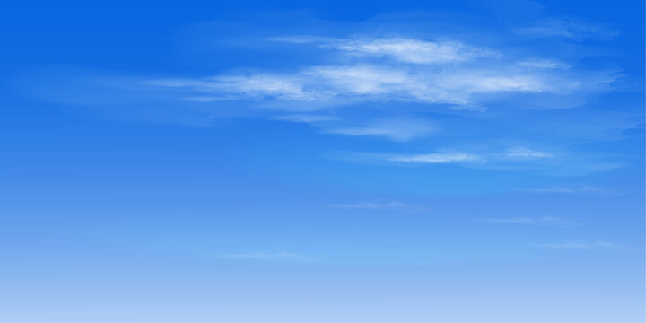 blue-sky vector background with white clouds on clear day afternoon. Graphic illustration.