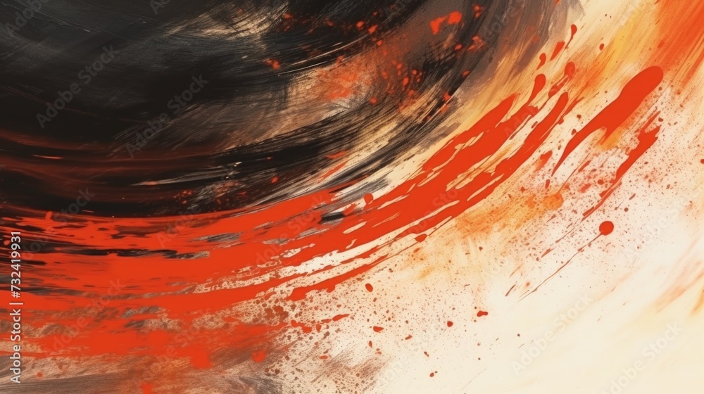 Poster Abstract painting featuring a swirling pattern in black and red. Perfect for adding a touch of boldness to any space