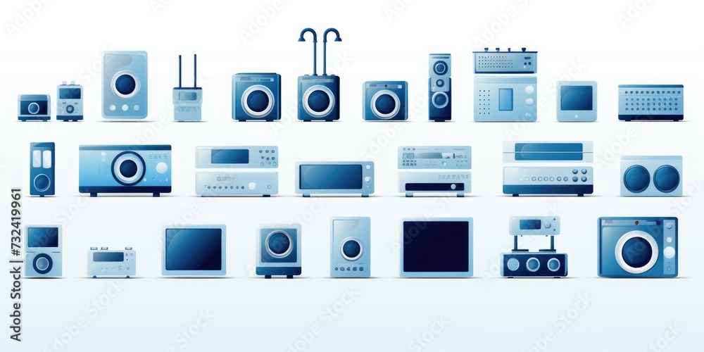 Poster a collection of different types of electronic devices showcased together. perfect for illustrating t