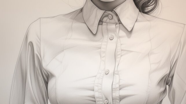 A Drawing Of A Woman Dressed In A Shirt And Tie. Suitable For Business And Professional Concepts