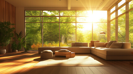 Embrace natural light in interior design: Sunlit living room with large windows
