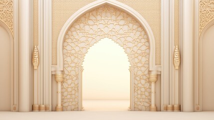 A large archway in a white and gold building. Perfect for architectural designs and elegant settings