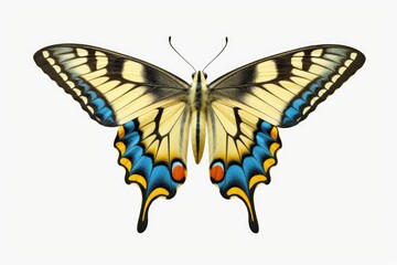 A butterfly sitting on a white surface. Perfect for nature-themed designs or adding a touch of elegance to any project
