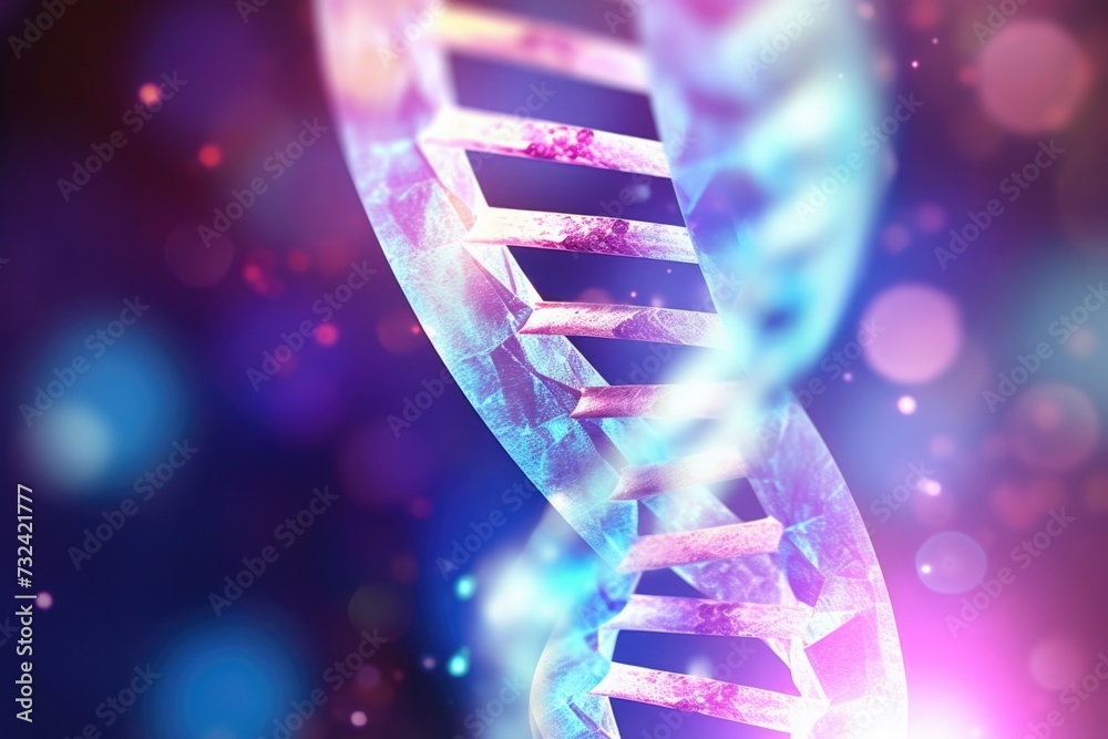 Aufkleber Close-up view of a double-stranded strand of DNA. This image can be used in various scientific and medical contexts