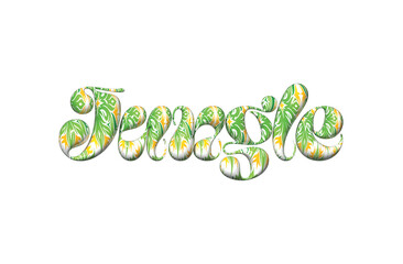 Jungle Word. Foliage Texture, 3D Text, Inflate Effect.