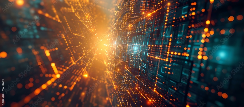 Aufkleber vibrant digital data stream exploding with light. concept of big data and cyber security. futuristic