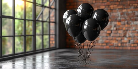 Black Balloons in a Brick Wall Generative AI