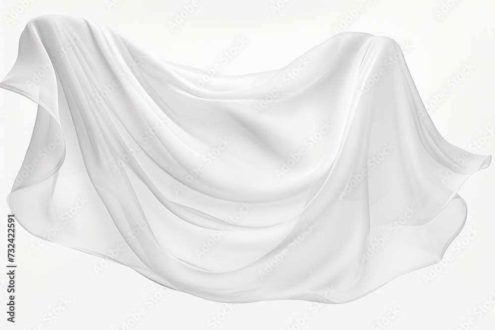 Poster a white cloth floating gracefully in the air. suitable for various uses
