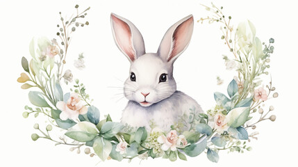Watercolor easter rabbits