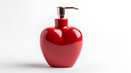A Red Heart-Shaped Soap Dispenser