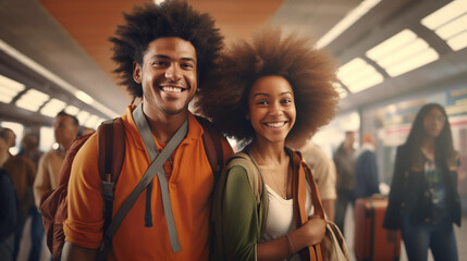 couple in the subway station
