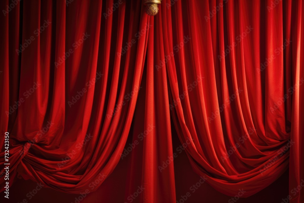Poster A red curtain with a clock on top. Perfect for adding a touch of elegance to any event or performance