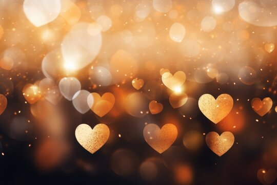 A beautiful image of a bunch of gold hearts floating in the air. Perfect for expressing love and affection.