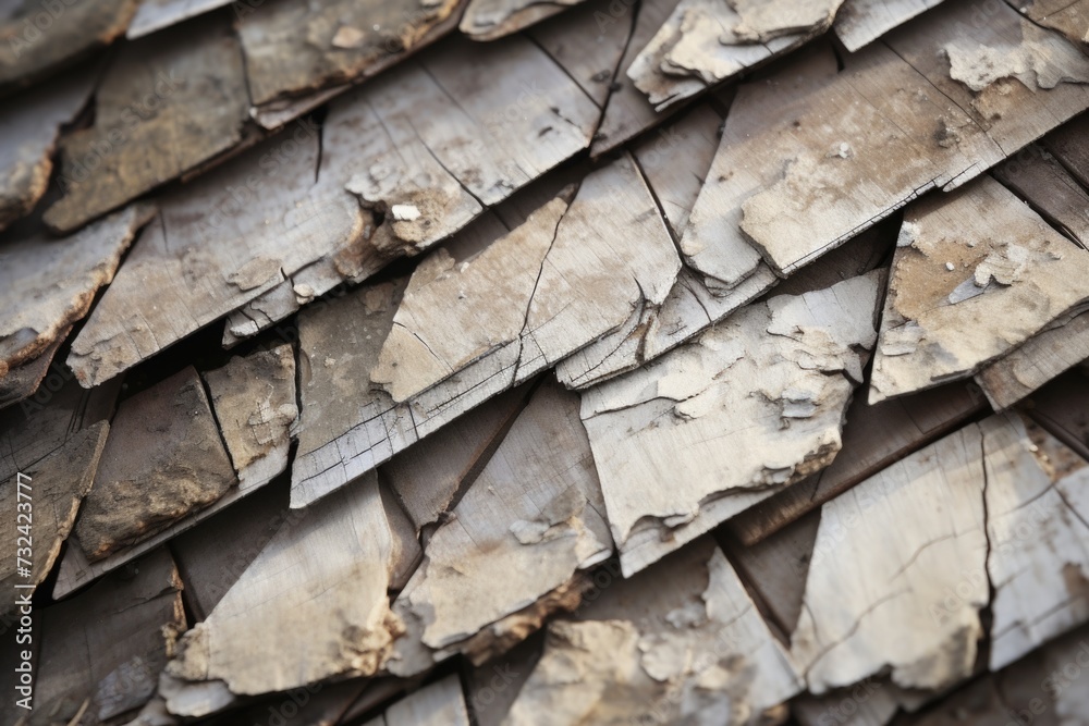 Aufkleber a detailed close-up view of a roof made entirely of wood. this image can be used to showcase the cra