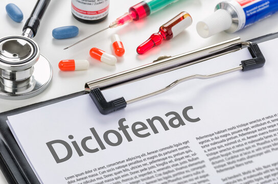 Diclofenac written on a clipboard