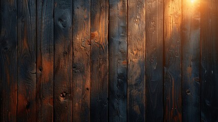 Wooden Wall with Sunlight Peeking Through Generative AI